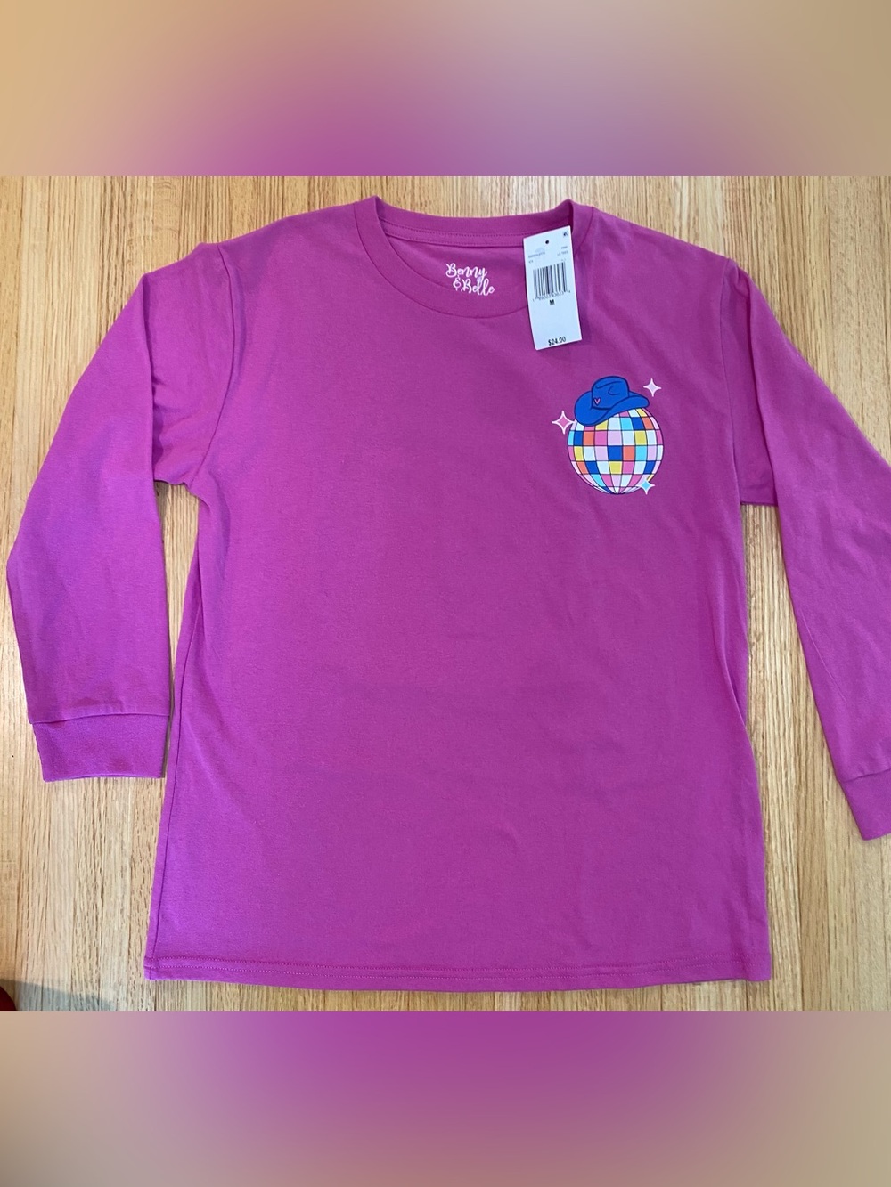 Benny & Belle Girls' Purple IN MY SPARKLE ERA Graphic Long Sleeve Tee